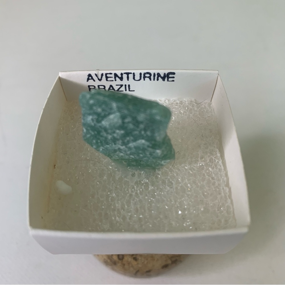 Brazilian Green Aventurine Mineral Specimen Mounted Boxed Labeled Crystal Rock